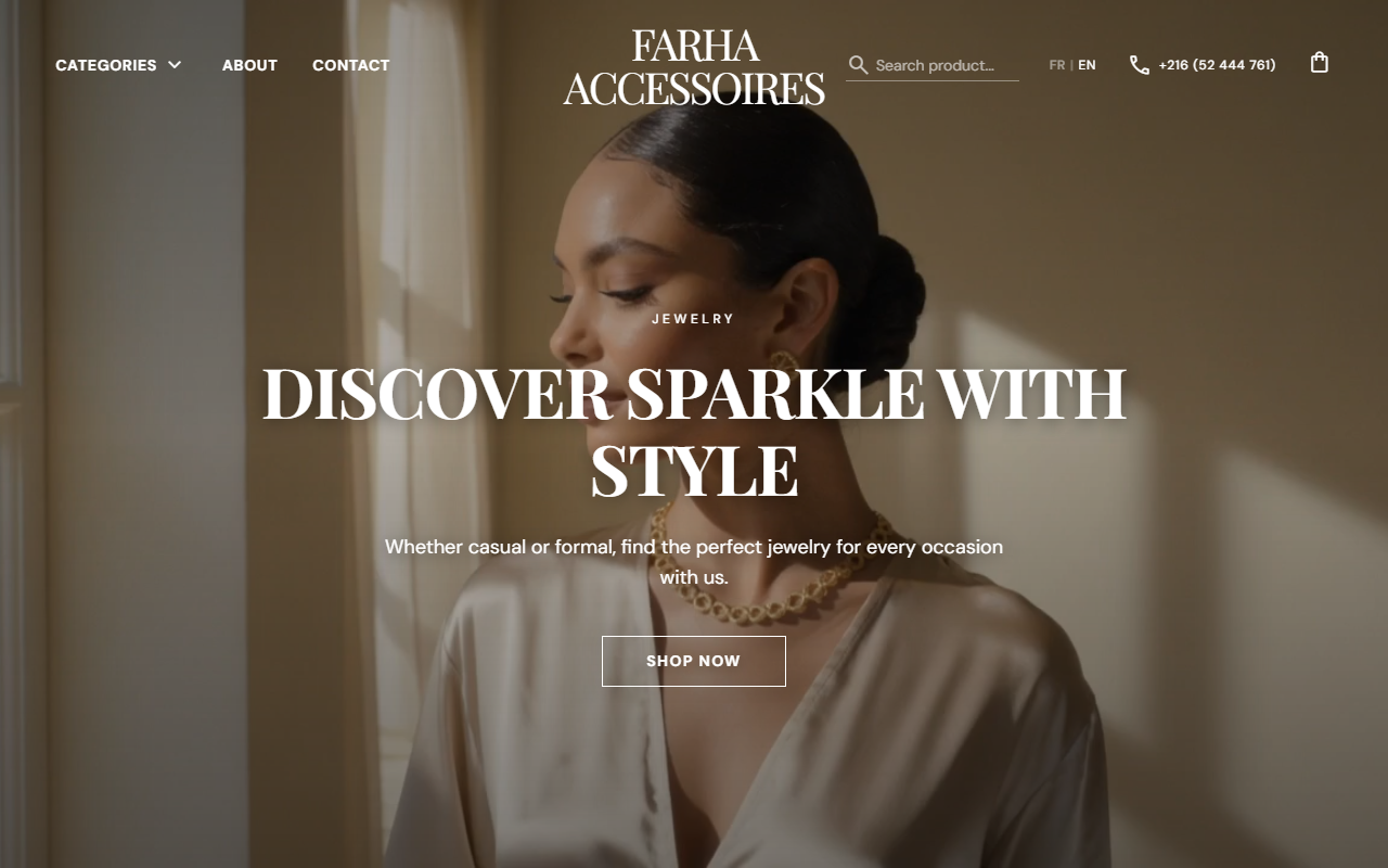 Farha Accessoires – E-Commerce Store created by Flow Agency Tunisia
